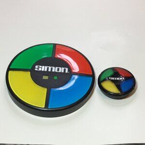2 SIMON Electronic Memory Games Multicolor Light Sound 8" and Mini See Video!